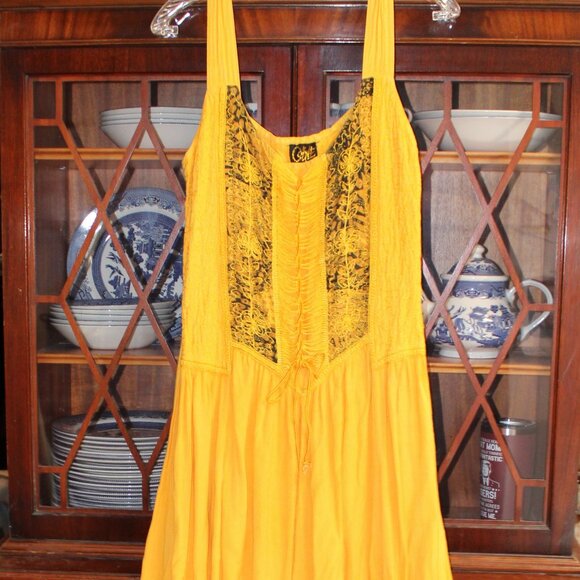 Vintage Celine Women's Gold Carriage Embroidered Laced Bodice Maxi Dress Medium - Picture 3 of 4
